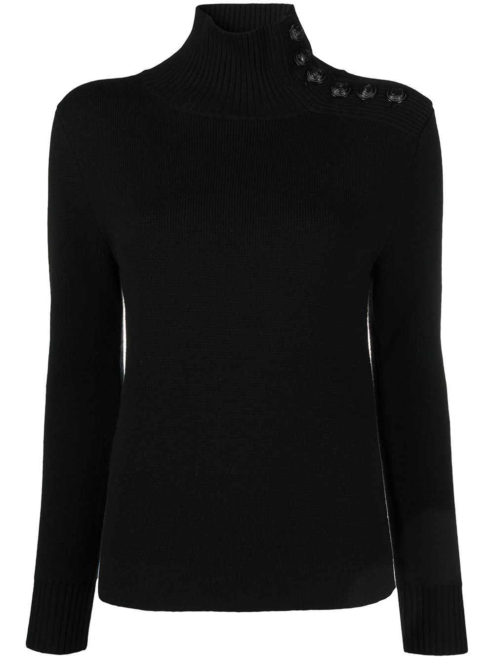 Roll-neck merino wool jumper - Black