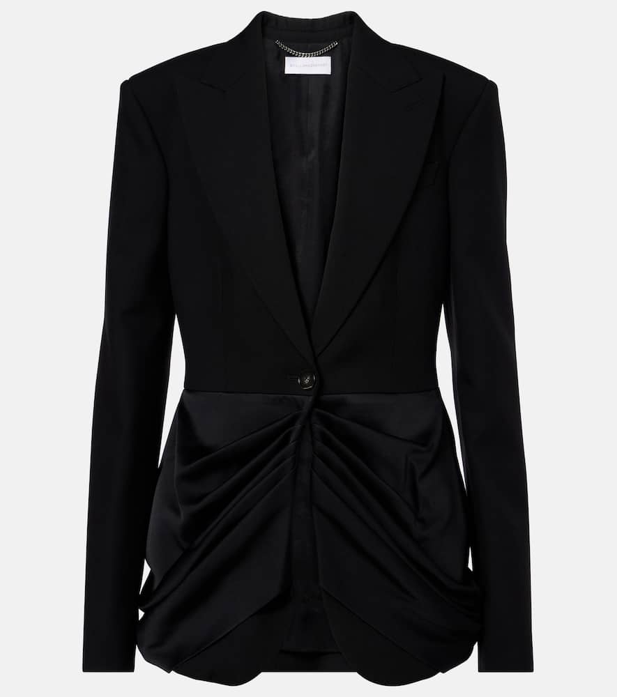 Draped satin-trimmed wool blazer