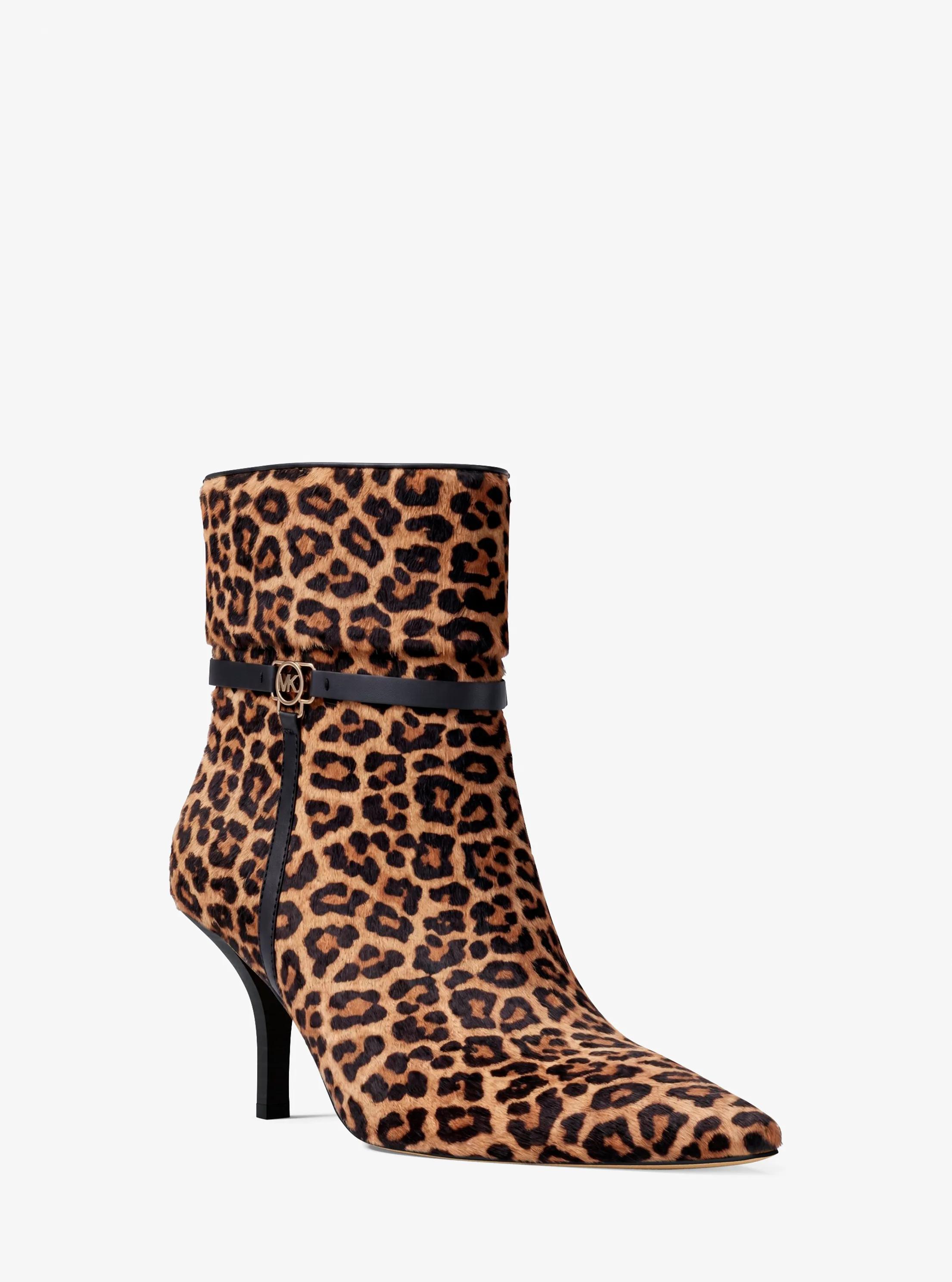 Nalia Leopard Print Calf Hair Boot in Brown - size 9
