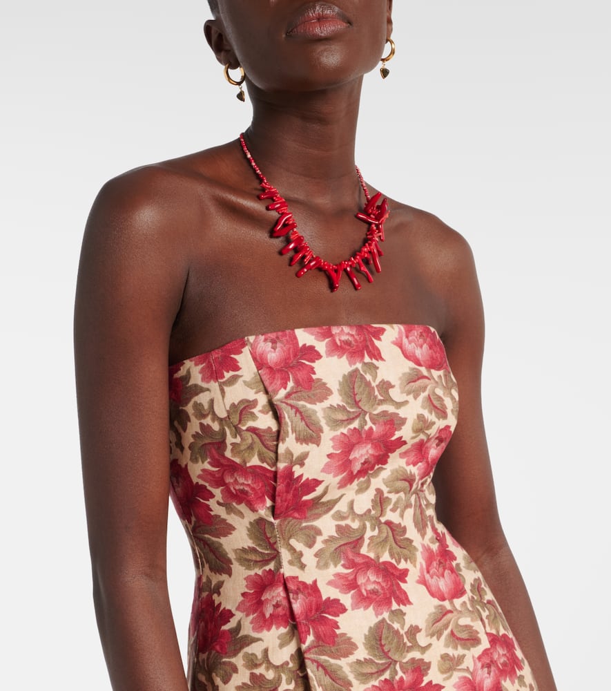 Rosalie floral linen bustier dress