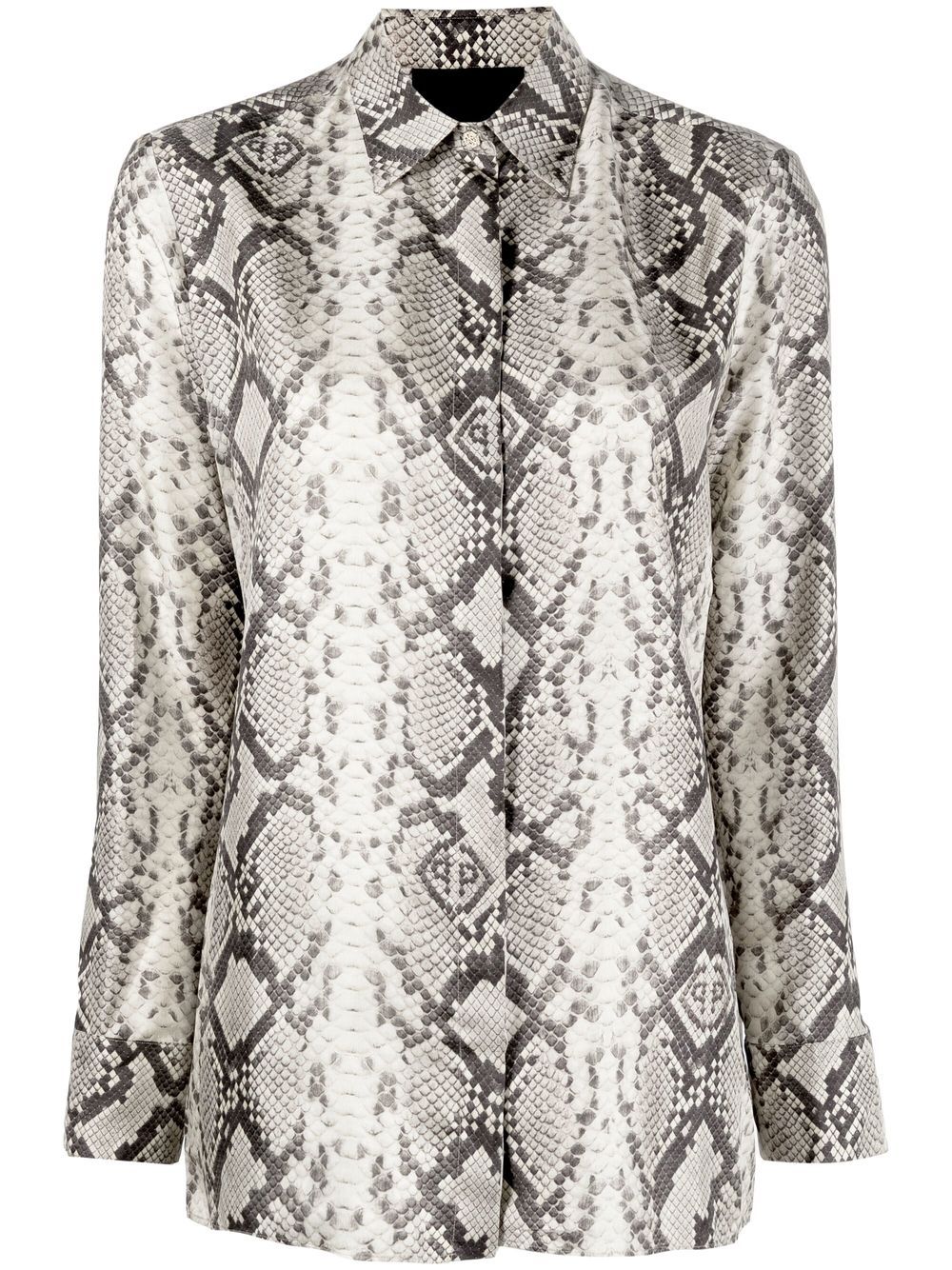 Snakeskin-print button-down shirt - Neutrals