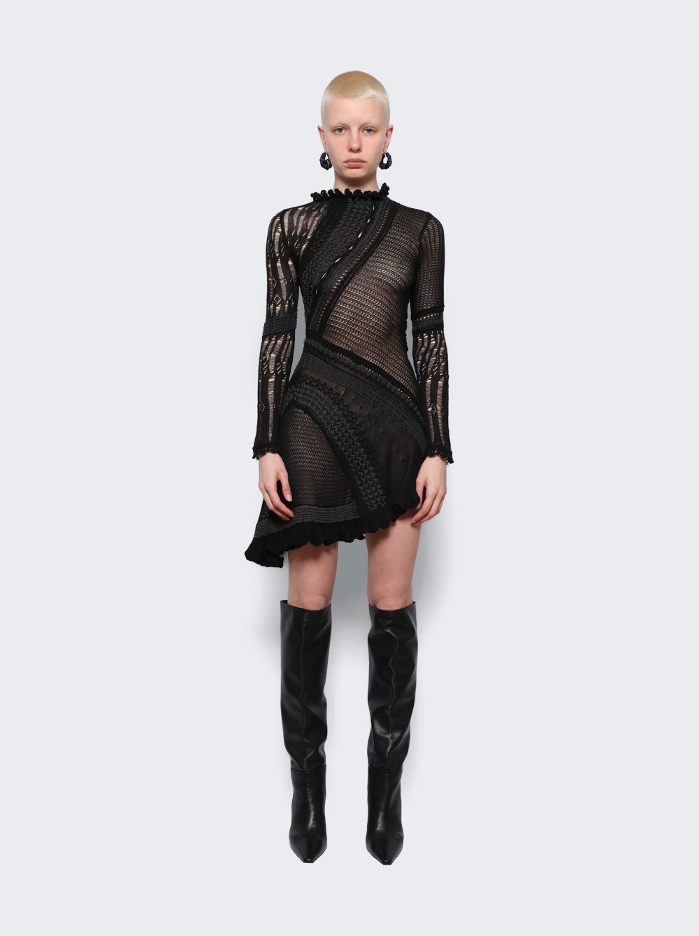 Ali crochet-knit minidress - Black