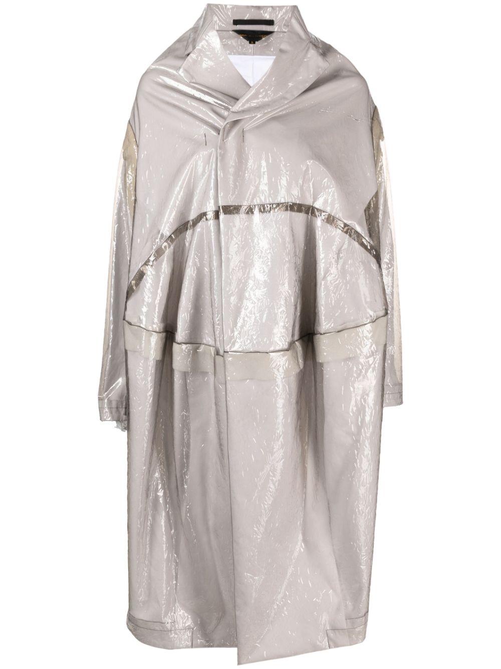 Asymmetric embossed raincoat - Grey