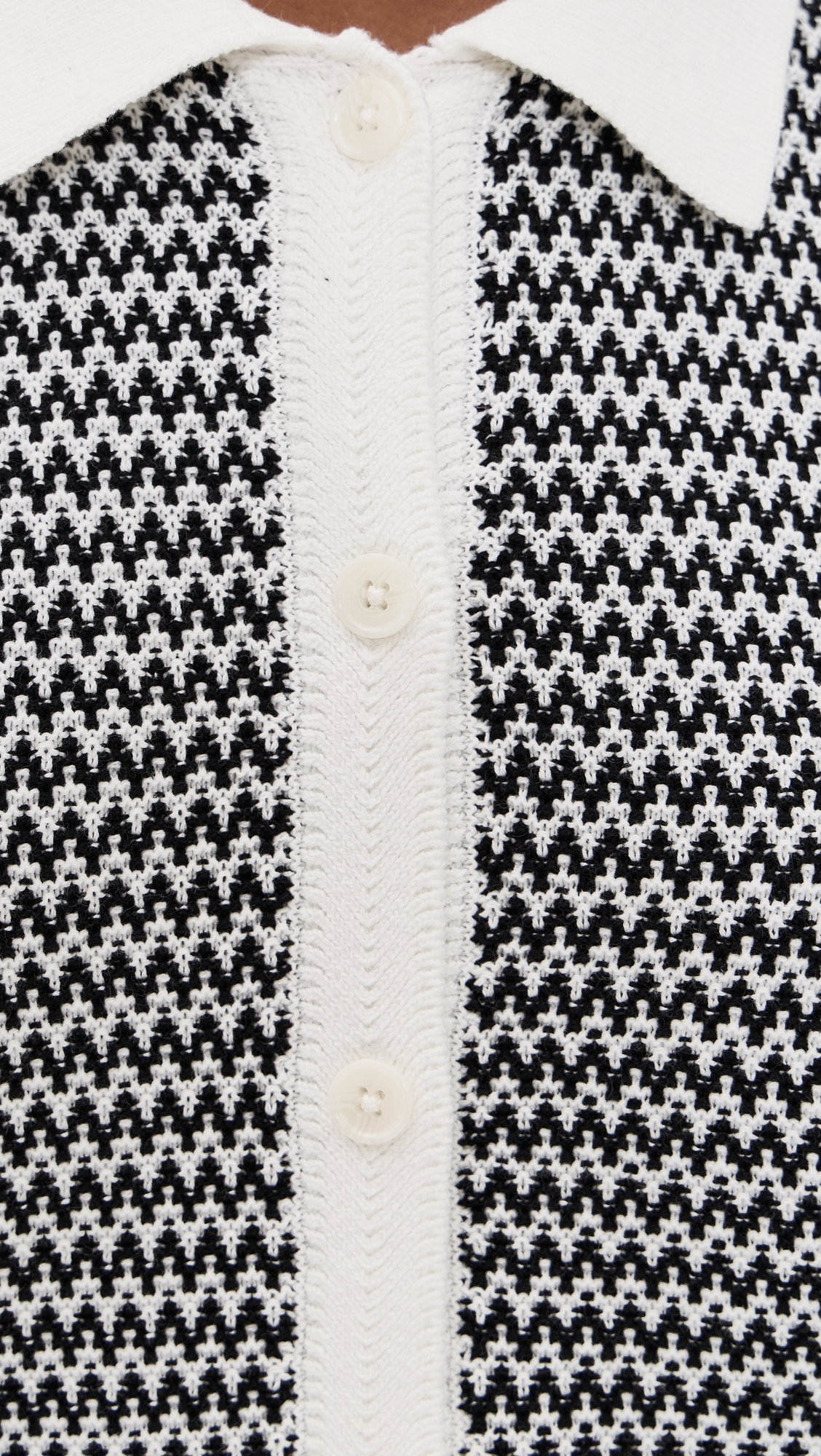 Gaelle Polo Knit Top Snow White/Black