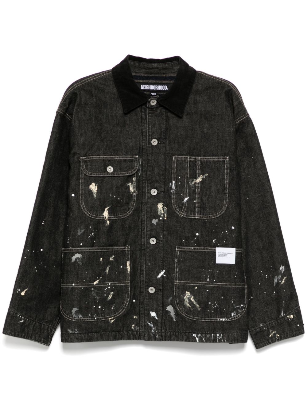 Corduroy-collar washed jacket - Blue