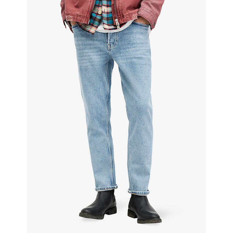 Mens Vintage Indigo Dean Slim-fit Cropped Stretch-denim Jeans