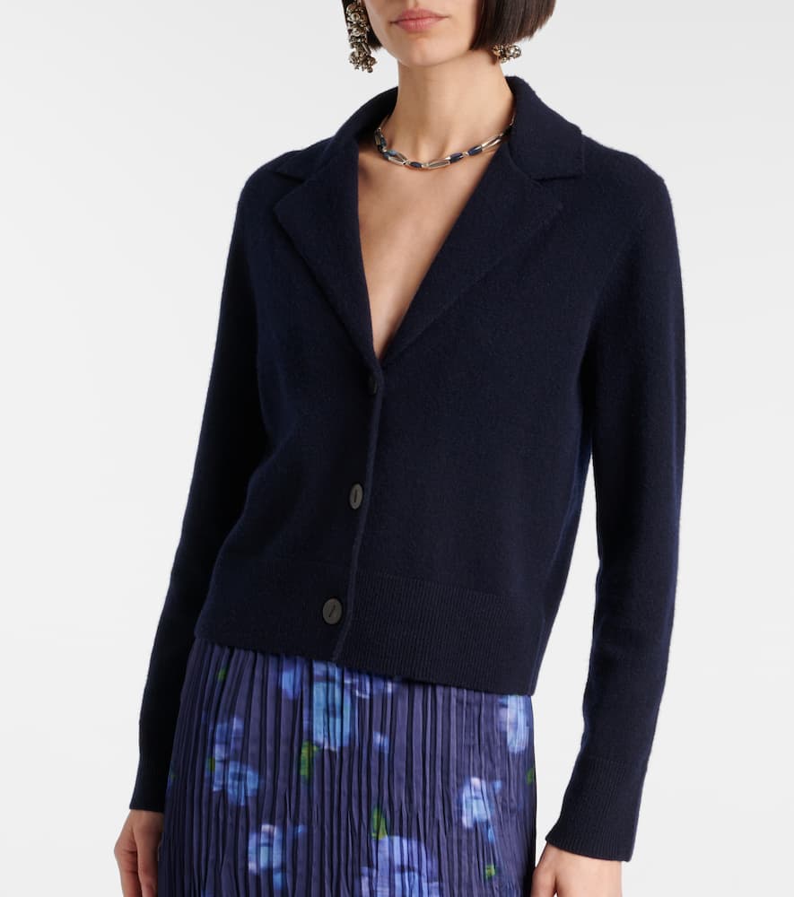 Cropped wool and cashmere cardigan