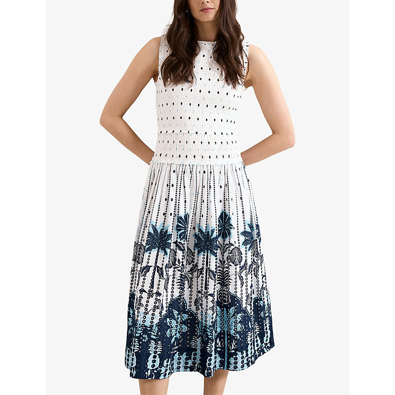 Womens Chiara Floral-Print Cotton Midi Dress