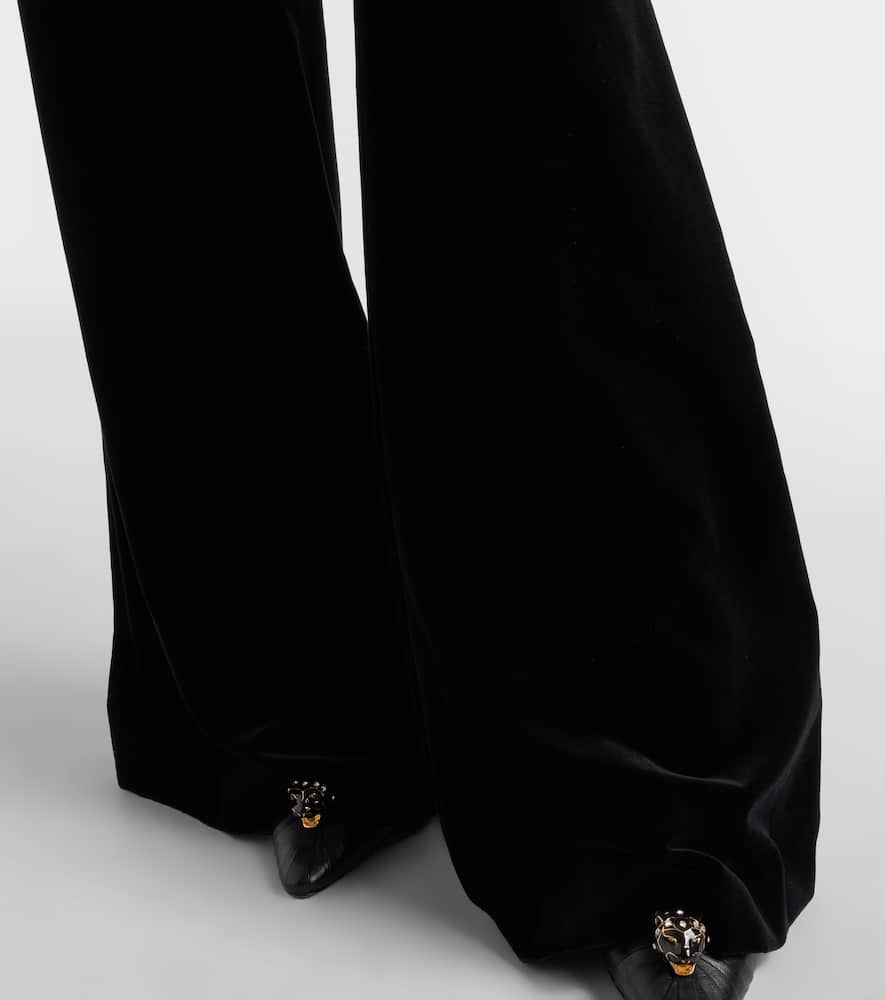 Cotton velvet wide-leg pants