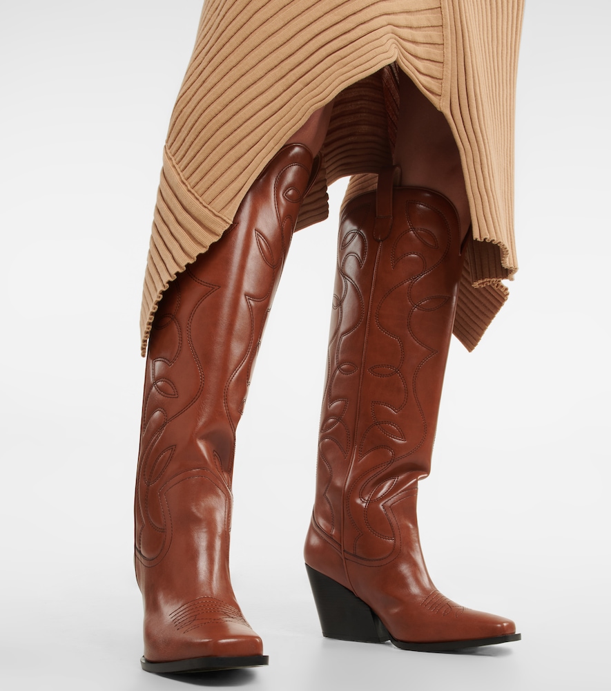 Faux leather cowboy boots
