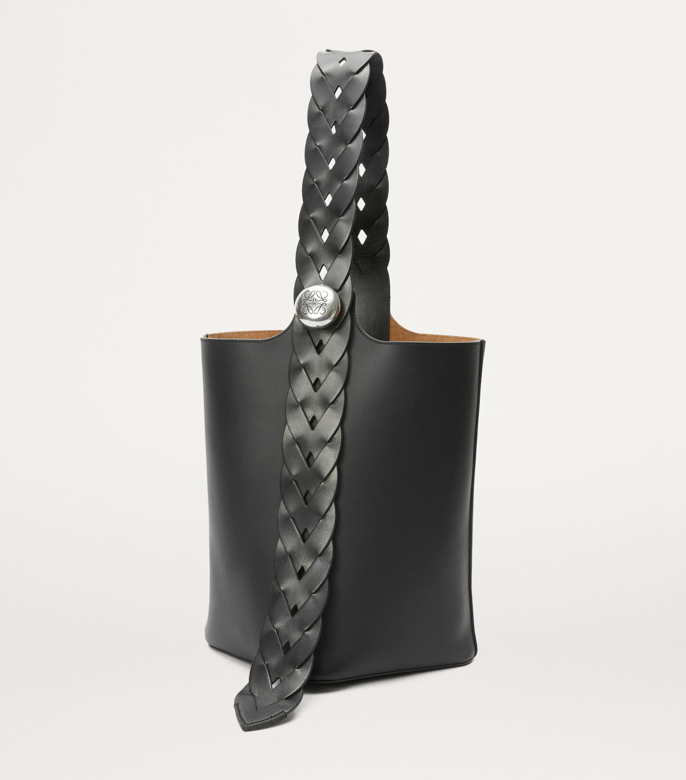 Leather Woven Pebble Bucket Bag