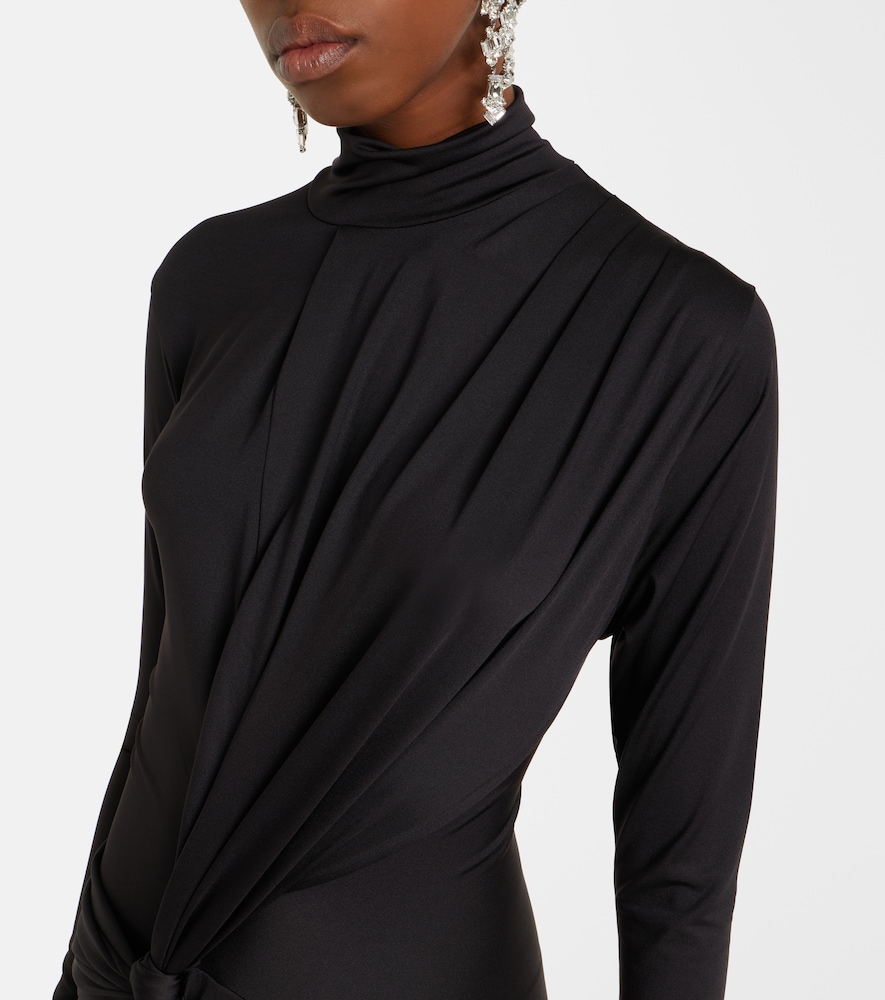 Gathered turtleneck midi dress