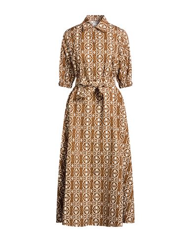 Woman Midi dress Brown Size 0 Cotton