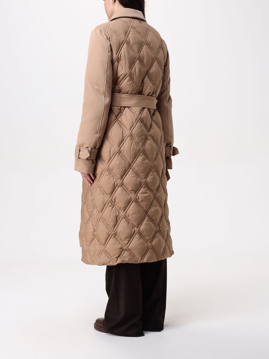 Double-breasted quilted puffer jacket - Neutrals