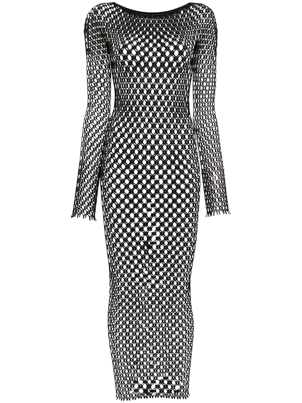 Mesh-design dress - Black