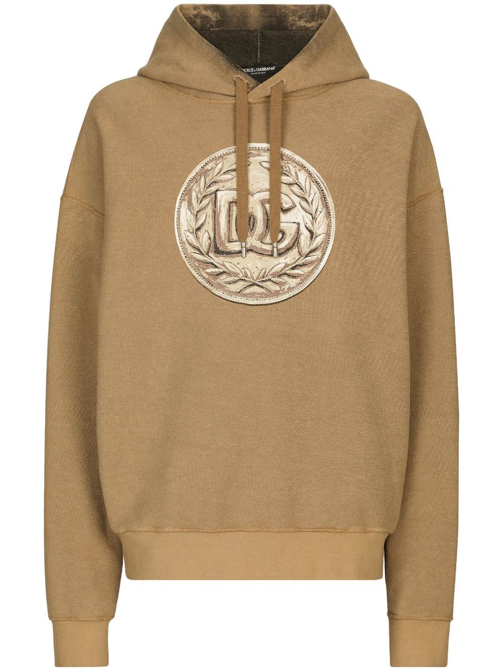Logo-print long-sleeved hoodie - Brown