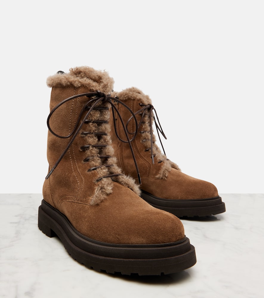Monili shearling-lined suede combat boots