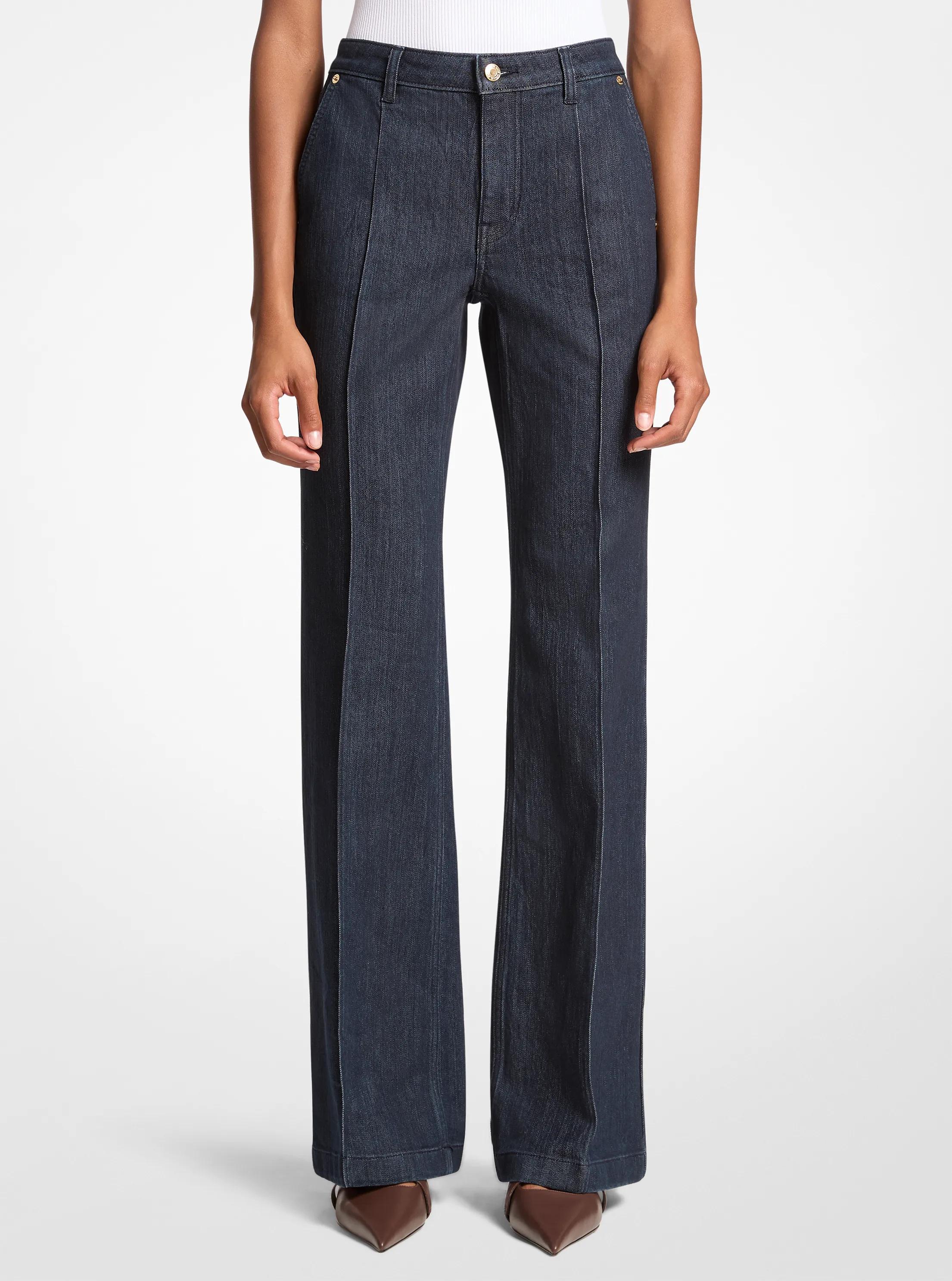 Pintuck Bootcut Stretch Denim Jeans in Blue - size 2