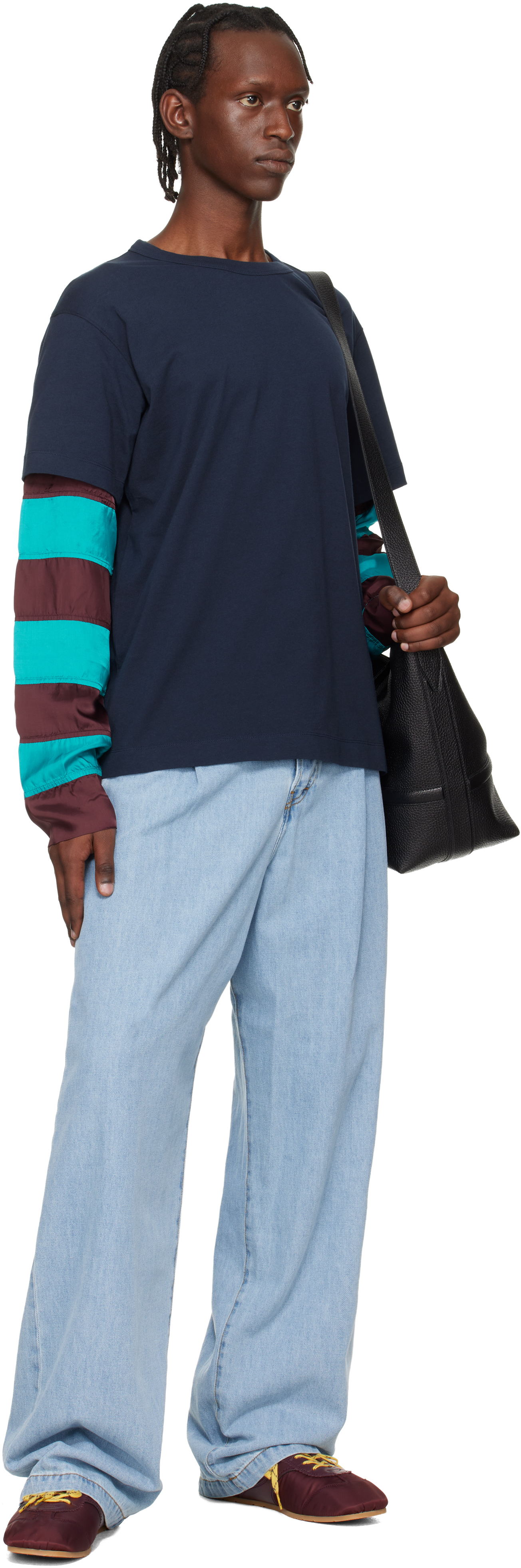 Blue Pleated Jeans