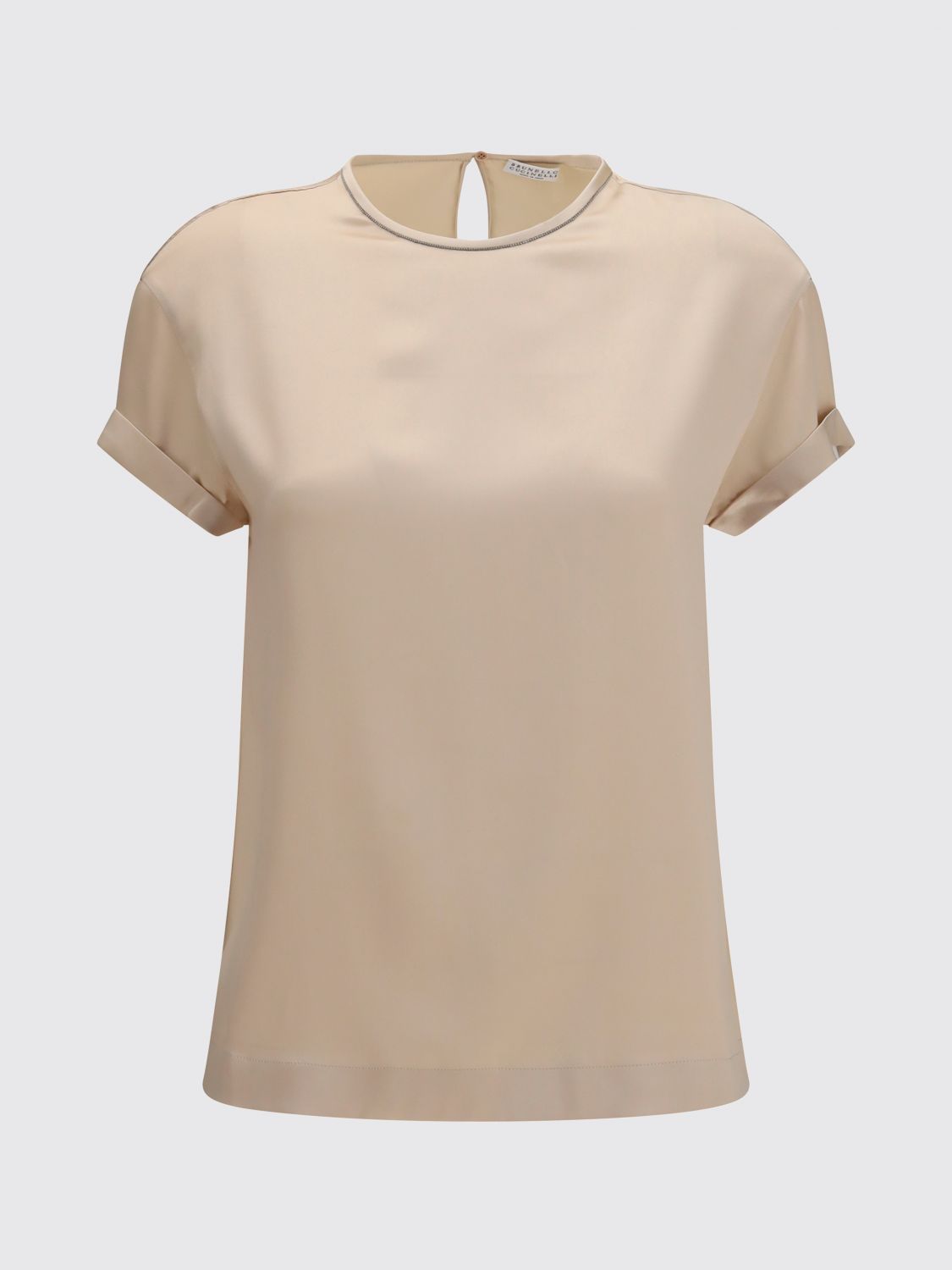 Monili-detail satin blouse - Neutrals