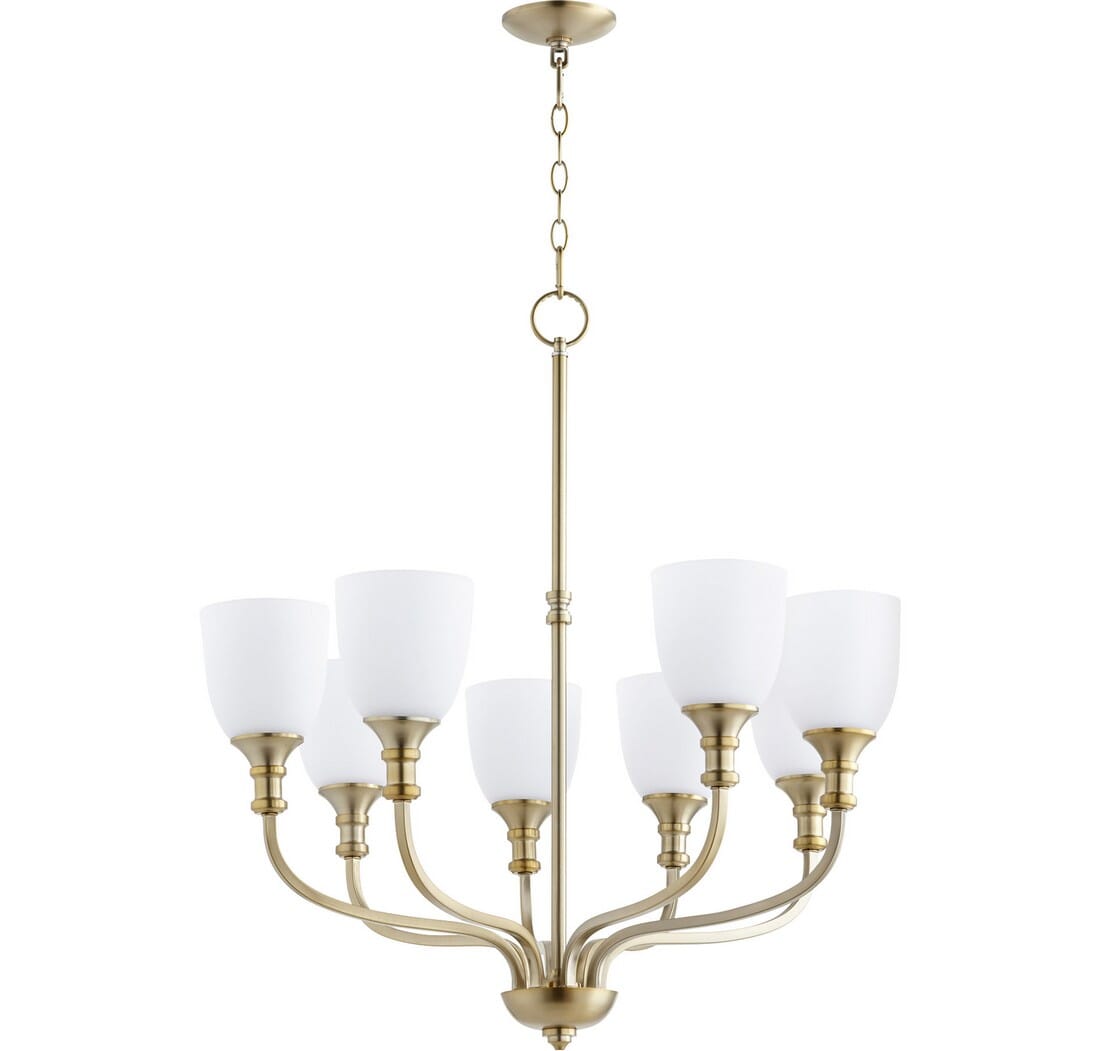 Quorum Richmond 8-Light Transitional Chandelier in Aged Bra