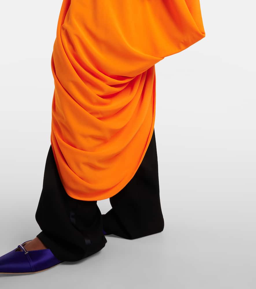 Asymmetric draped crêpe jersey top