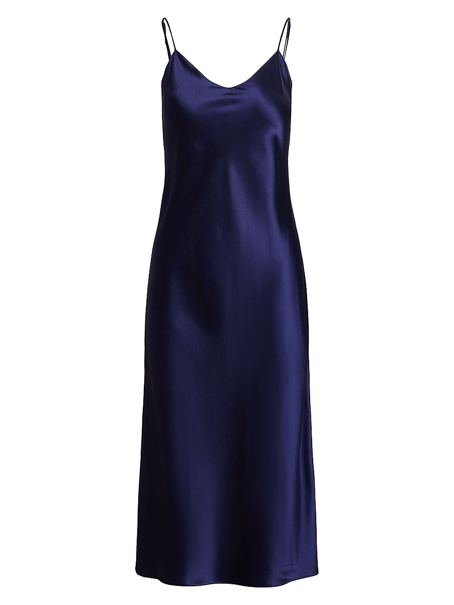 Women's Sleeveless Silk Midi-Dress - Newport Navy