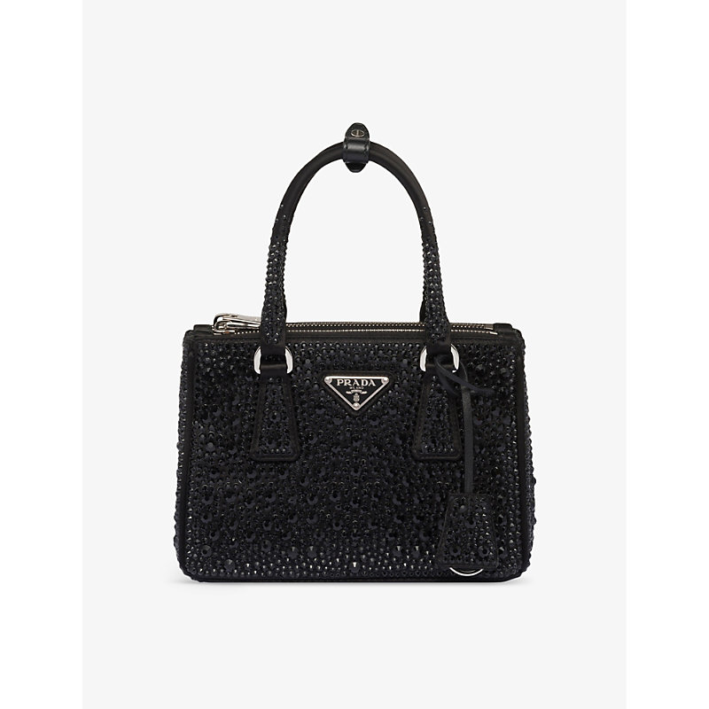 Black Galleria Mini Crystal-embellished Satin bag 