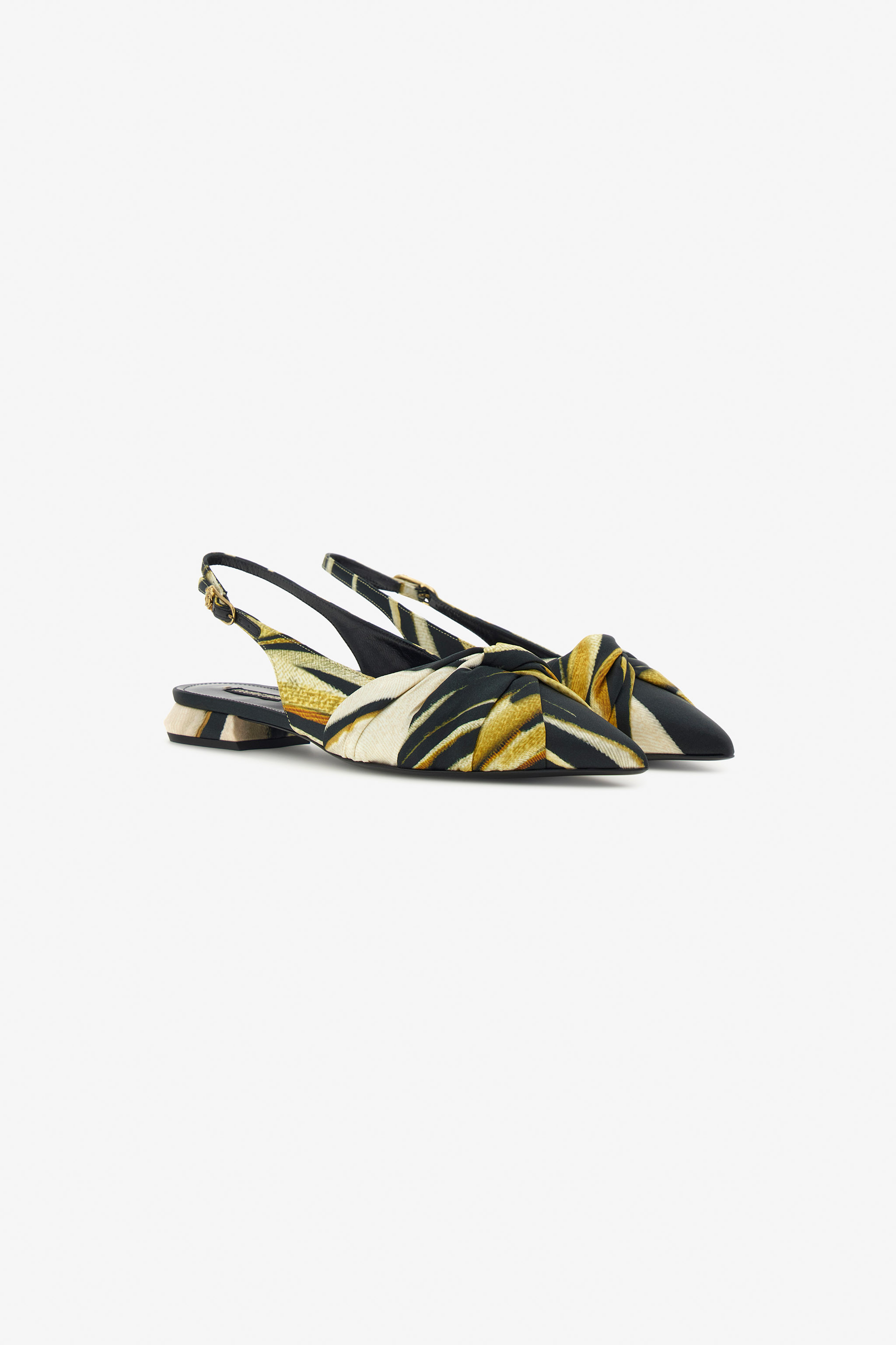 Print Satin The Pettegola Slingback With Low Heel