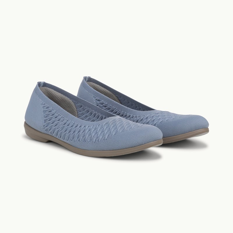 For Khloe Slip On Shoes Stonewash Blue Knit Fabric