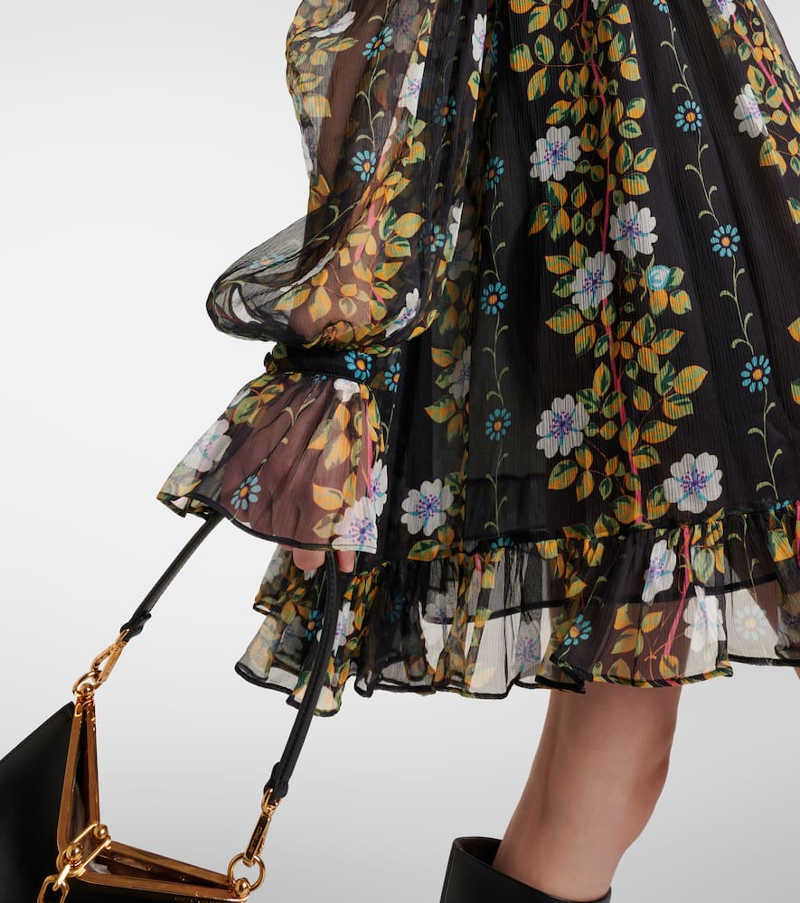 Floral silk crepon minidress