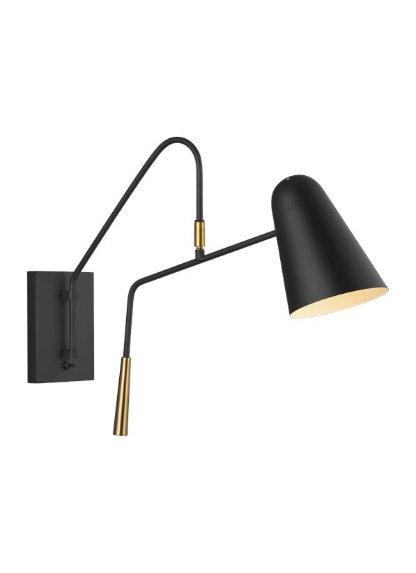 Visual Comfort Studio Simon Wall Sconce in Midnight Black And Burnished Brass by Ellen Degenere