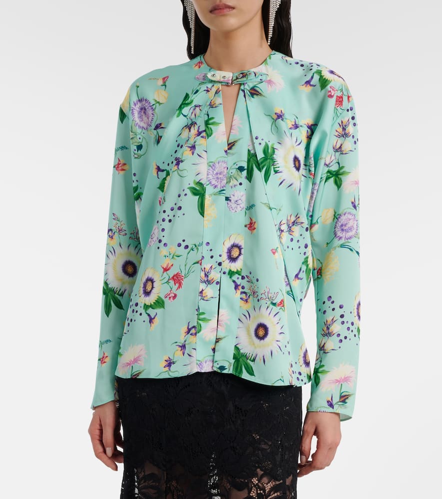 Layered floral satin blouse