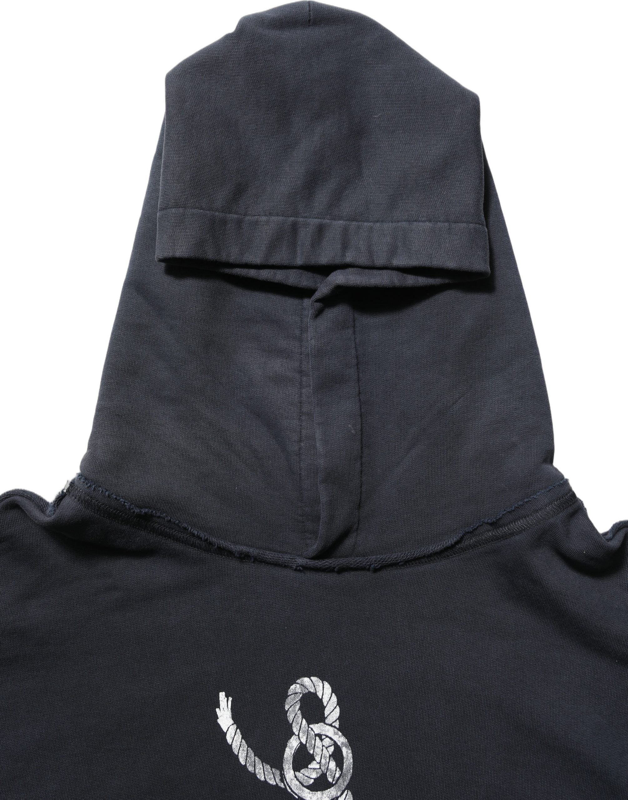 Anchor-Embroidered Cotton Hoodie — Black
