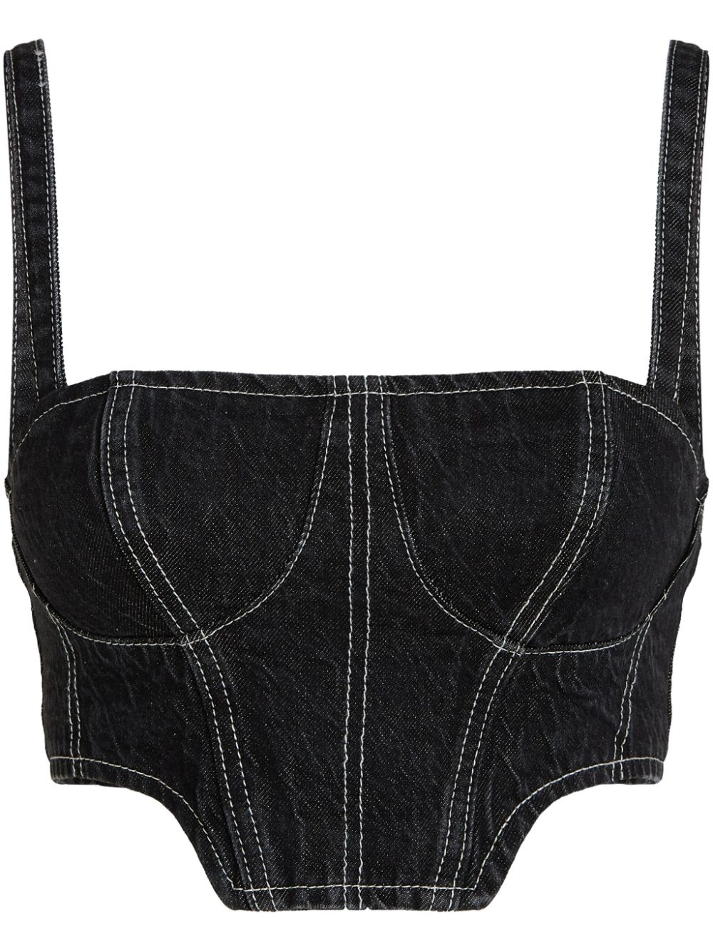 Cropped denim tank top - Black