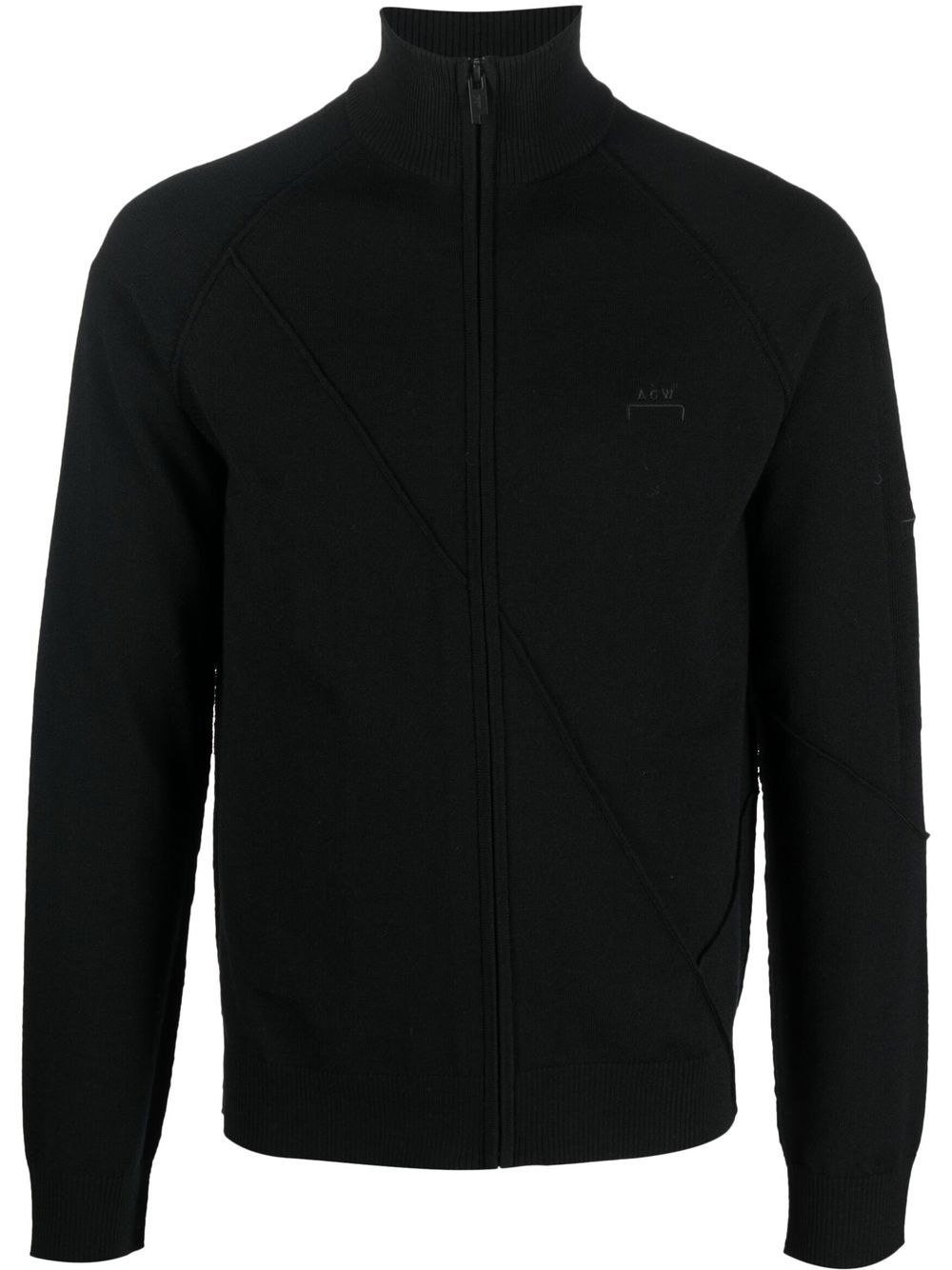 Logo-embroidered zipped jumper - Black