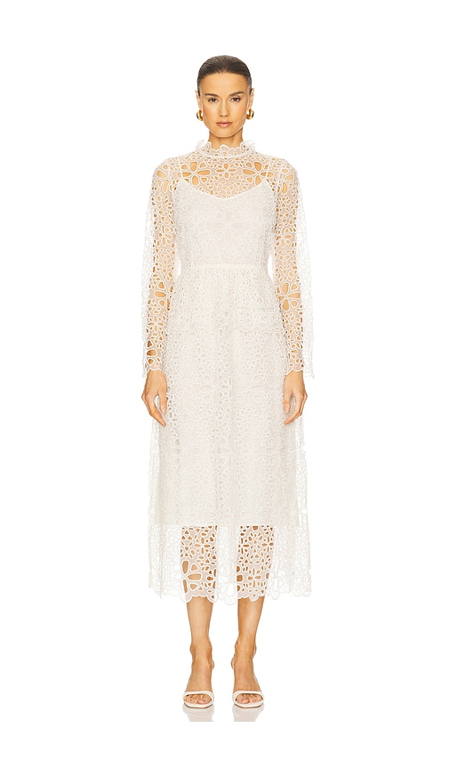 Sea Lumi Eyelet Peplum Long Sleeve Dress in White. -  4 also in 0