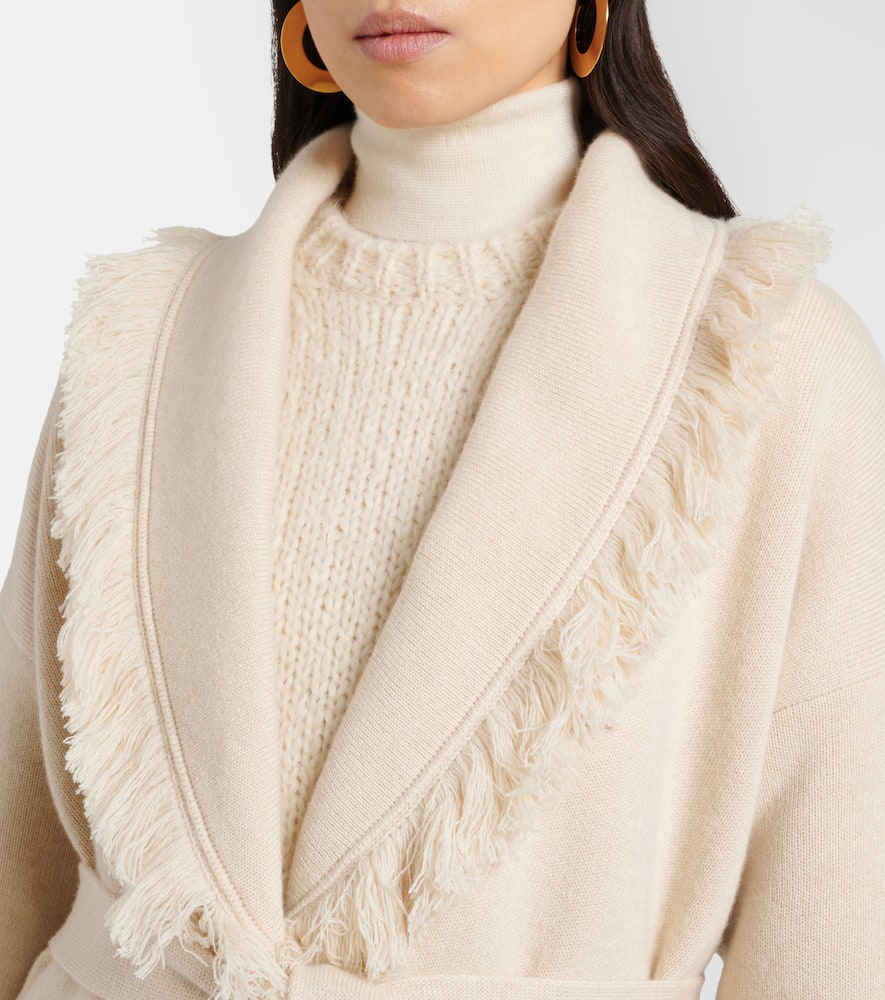 Finest fringed cashmere and cotton cardigan