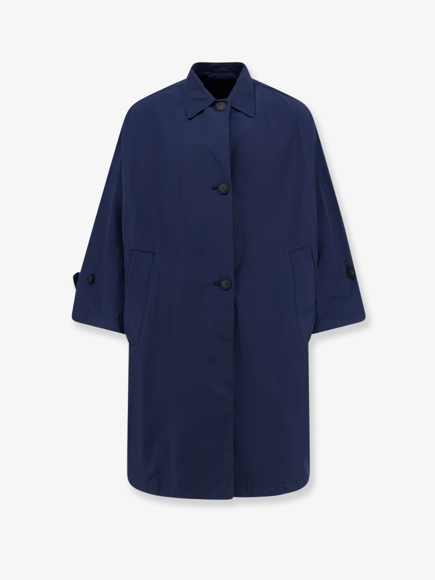 Cotton-Blend Raincoat — Navy