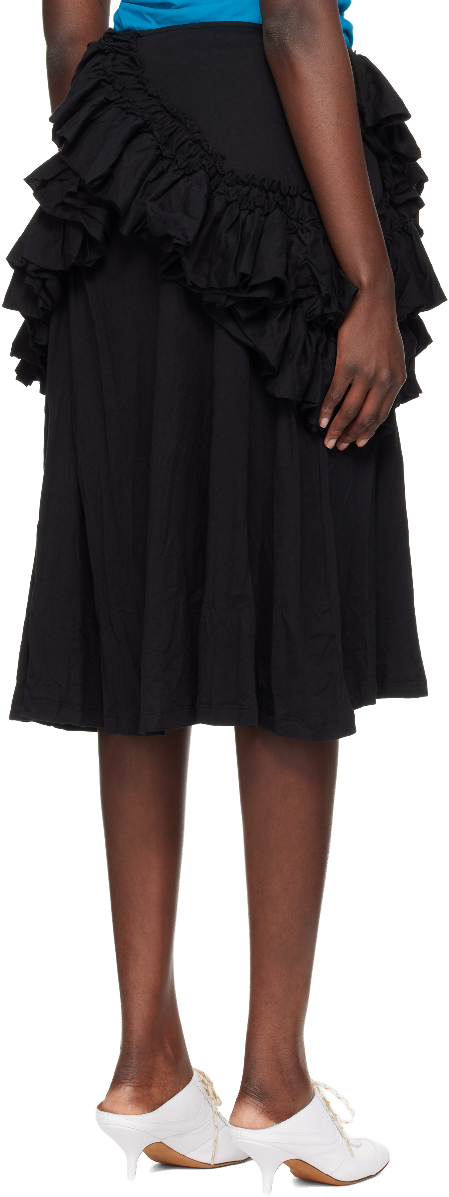 Black Ruffled Midi Skirt