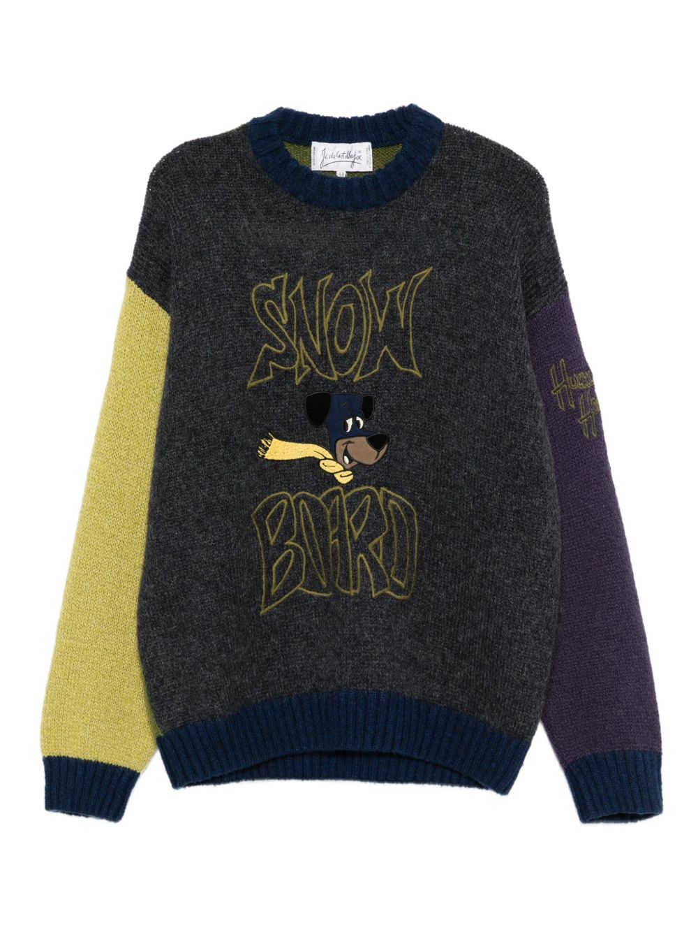 1980s cartoon-embroidered sweater - Green