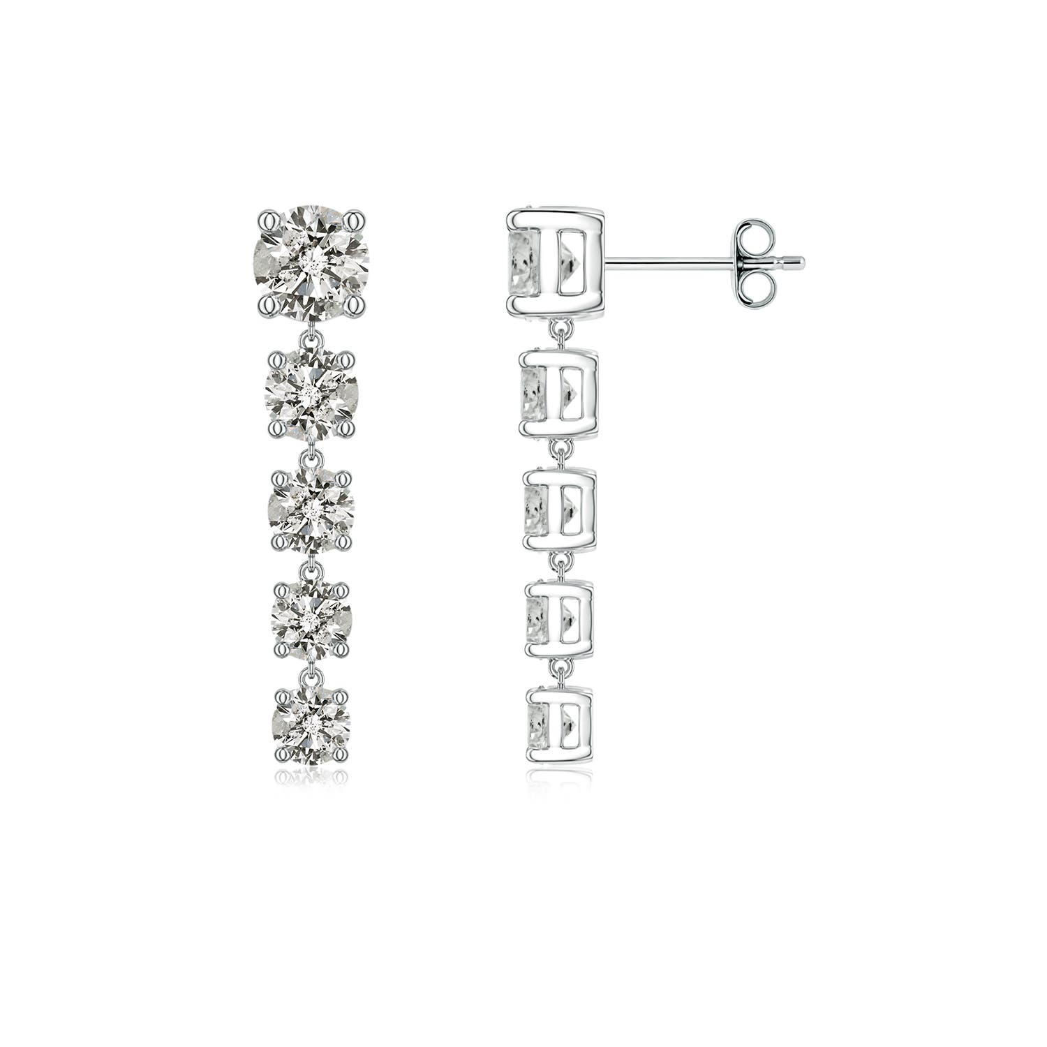 Angara 2.44 CTW Graduated Round Diamond Five-Stone Dangle Earrings in 18K White Gold
