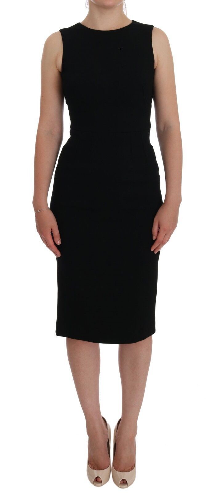 Crystal-Embellished Stretch Dress — Black