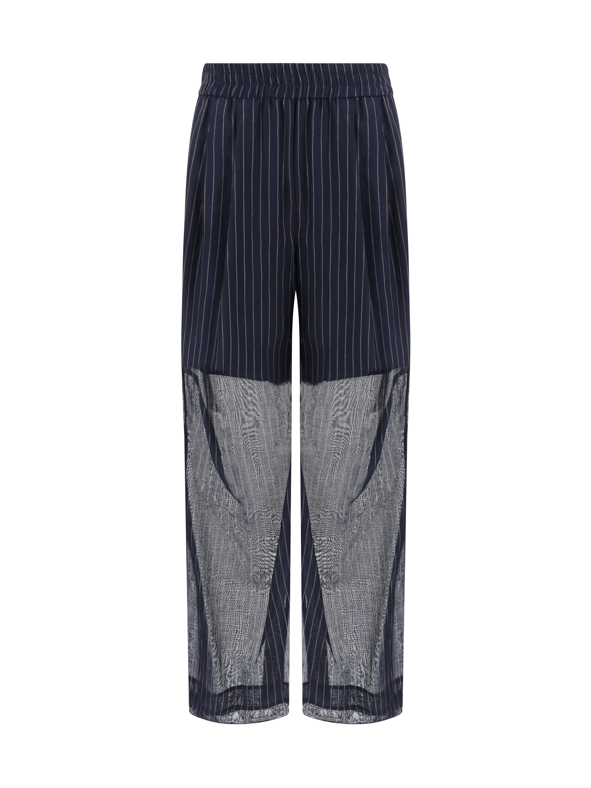 Pinstriped semi-sheer trousers - Blue