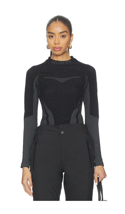 Goldbergh Slick Baselayer Long Sleeve Top in Black - Black. L/XL also in XXS/XS