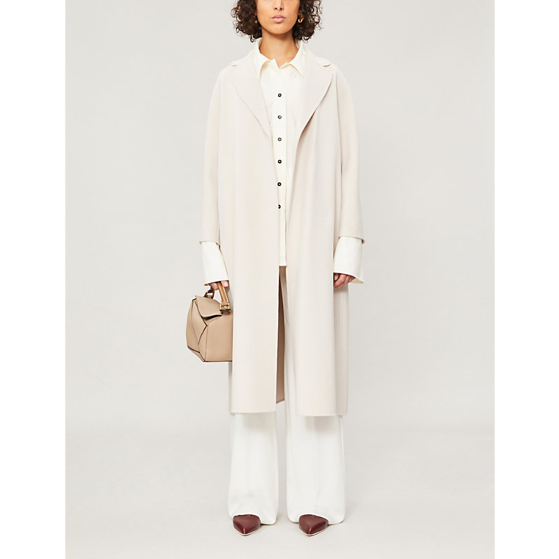 Womens Sand White Esturia Wool Coat