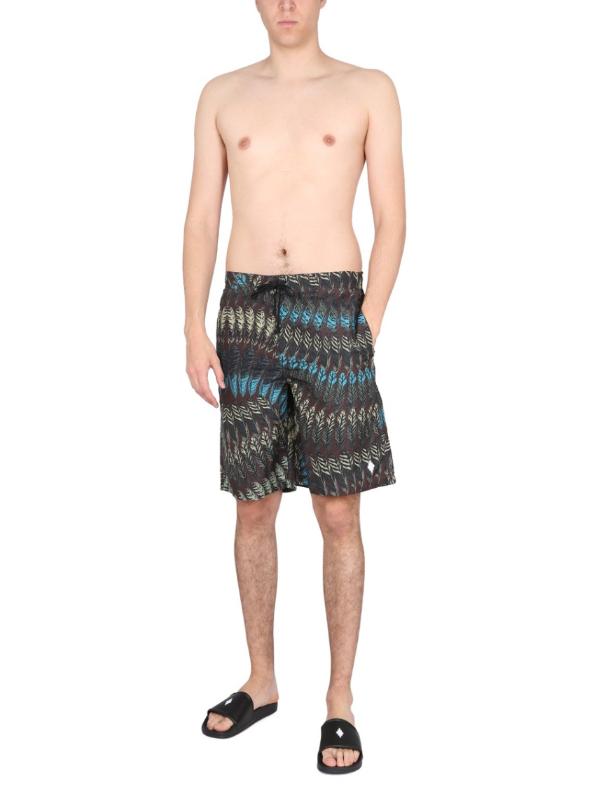 Logo Print Boxer Swimsuit