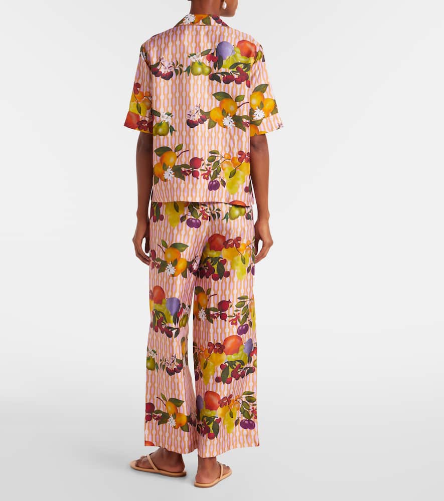 Cherry printed silk twill shirt