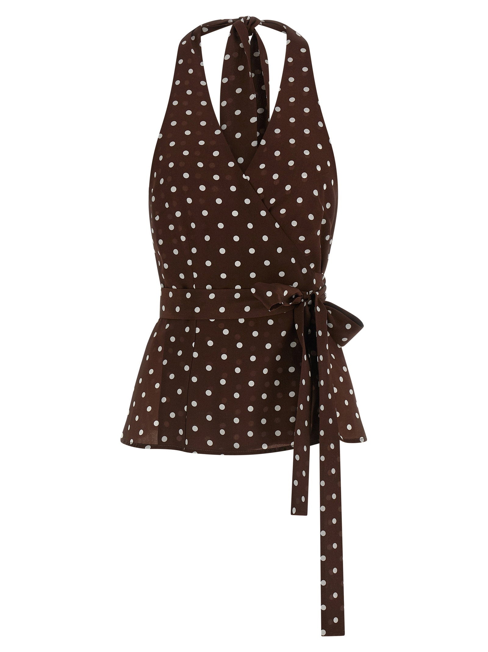 Polka Dot Silk Blouse — Brown