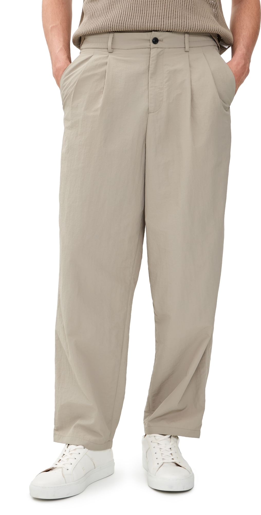 Nylon Pleated Trousers Pumice